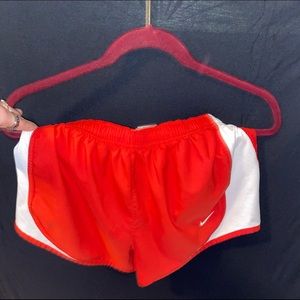Nike basic red and white athletic shorts with built in unders size small